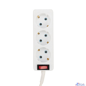 PROconnect (11-7210) Удлинитель 3 гнезда, 3м, 3х0,75мм?, с/з, с кнопкой, белый