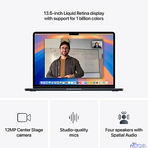 Apple MacBook Air 13-inch 2025 [MC6C4LL/A] (КЛАВ.РУС.ГРАВ.) Midnight 13.6" Liquid Retina {(2560x1600) M4 10C CPU 10C GPU/24GB/512GB SSD/рекоменд.переходник 11007065} (A3240)