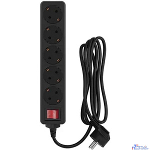 PC PET Сетевой фильтр AP01006-1.8-BK 1.8м (5 розеток, EURO, EURO/RUS), черный {619893}