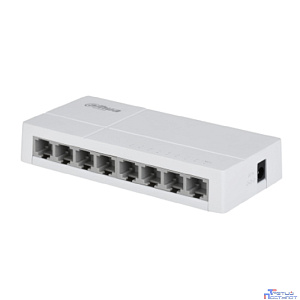 DAHUA DH-SF1008L 8-портовый неуправляемый коммутатор, 8x10/100 Base-T, коммутация 1.6 Гбит/с, MAC-таблица 2K, пластик