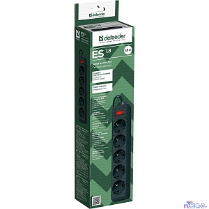 Defender Фильтр ES, 1.8м Коробка 5 розеток, чёрный [99484]