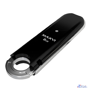 Maxvi USB Drive 8GB P2 black, монолит с колпачком, ABS пластик, USB 2.0