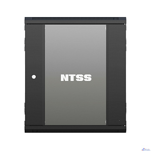 NTSS Шкаф настенный телекоммуникационный NTSS W 15U 600х600х770мм, 2 профиля 19, дверь стеклянная, боковые стенки съемные, задняя стенка, разобранный, черный RAL 9005 NTSS-W15U6060GS-BL