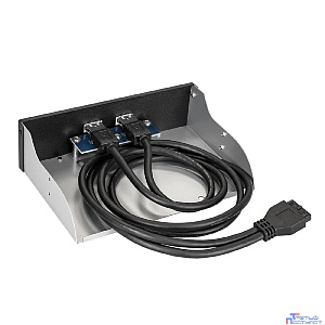 Exegate EX289289RUS Планка USB на переднюю панель ExeGate U5H-615, 5,25", 2*USB3.0, черная, металл, подсоед. к MB
