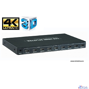 ORIENT HDMI 4K Splitter HSP0108H, 1->8, HDMI 1.4/3D, UHDTV 4K(3840x2160)/HDTV1080p/1080i/720p, HDCP1.2, внешний БП 5В/3A, метал.корпус (29987)