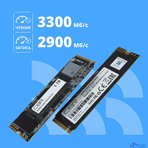 CBR SSD-001TB-M.2-BS24b, Внутренний SSD-накопитель, серия "Base", 1024 GB, 1TB, M.2 2280, PCIe 3.0 x4, NVMe 1.3, 3D TLC NAND, R/W speed up to 3300/2900 MB/s, TBW (TB) 500, OEM