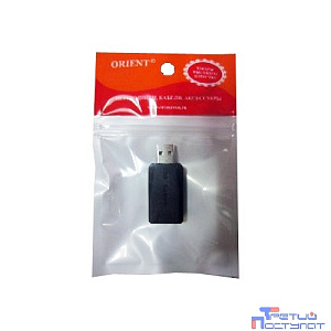 ORIENT Адаптер AU-01N, USB to Audio, 2 x jack 3.5 mm для подключения гарнитуры к порту USB, черный