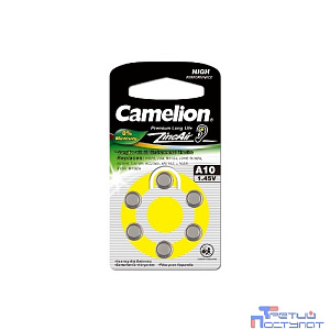 Camelion  ZA10 BL-6 Mercury Free (A10-BP6(0%Hg), батарейка для слуховых аппаратов, 1.4 V,90mAh)