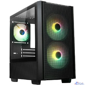 XASTRA Корпус  A400M 3ARGB-C6 Black mATX/ Mesh/ Screwless TG+Mesh/2x140mm + 1x120mm FC ARGB PWM fans/Argb+PWM HUB 6port/ A400M-2FC14A-1FC12A-C6