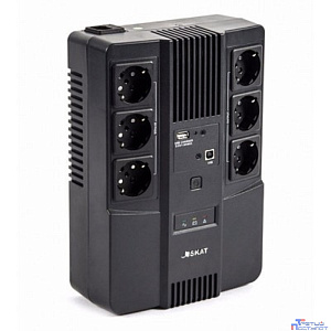 ИБП Бастион SKAT-UPS 800-AI-IN-1x9 {Line-interactive, 800/480Вт, USB/RJ-45, АКБ 1х 9Ач, сверху ЕВРО 3+3, реестр МПТ} (452)