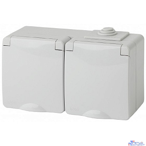 Эра Б0035991 11-2603-03 Розетка 2x2P+E гориз. IP65, 16A-250В, ОУ, серый, Эксперт