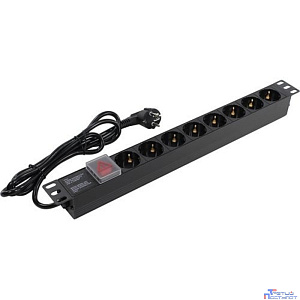 Exegate EX280841RUS Блок розеток ExeGate ServerPro PDU-19H802 Al-8S-EU1.8-SW, 19",1U,алюм, 8Schuko, евровилка, 1.8м