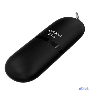 Maxvi USB Drive 64GB SF black, монолит с колпачком, soft touch, USB 2.0
