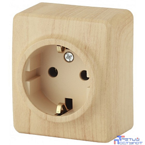 Эра Б0020687 11-2203-11 Розетка 2P+E Schuko, 16АХ-250В, ОУ, Эра Эксперт, сосна