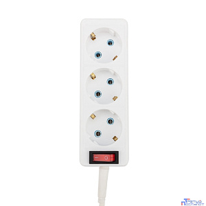 PROconnect (11-7207) Удлинитель 3 гнезда, 10м, 3х0,75мм?, с/з, с кнопкой, белый