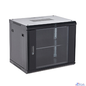 Rexant (04-0964-112) Настенный шкаф 19" 9U 600х450х501 (ШхГхВ), дверь стекло, металлическая задняя стенка, боковые съемные стенки, RAL 9005