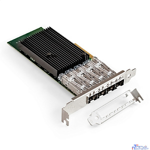 Exegate EX299016RUS Сетевой адаптер ExeGate EXE-X710-4SFP+ (PCI-E x8 v.3, порты 4x SFP+, Quad 10Gb/s, Server NIC Chipset Intel FTXL710)