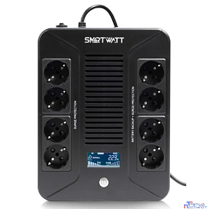 SMARTWATT UPS SAFE PRO LCD 600 {линейно-интерактивный, 600/360 ВА/Вт, напольный/настенный, LCD дисплей, Shuko CEE7/4 - 8 шт. (4 шт. с резервным питанием, 4 шт. - сетевой фильтр}