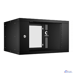 Cabeus WSC-05D-6U55/45-BK Шкаф телекоммуникационный настенный 19" 6U, серия LIGHT разборный, дверь стекло, цвет черный