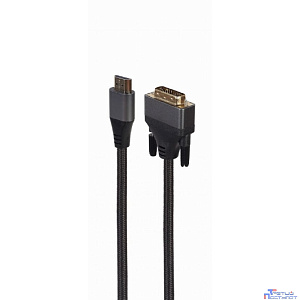 Кабель HDMI-DVI Cablexpert CC-HDMI-DVI-4K-6, 19M/19M, single link, 4K, медь, нейлоновая оплетка, метал.разъемы, 1.8м, черный, коробка
