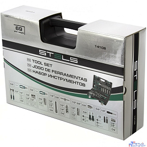 STELS Набор инструментов, 1/2", 1/4", CrV, пластиковый кейс 69 предм. [14108]