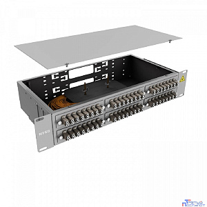 NTSS Кросс 19" NTSS PREMIUM, предсобранный 2U, 48 портов LC/UPC duplex, 62,5/125 мкм, (розетки, сплайс 3шт, КДЗС, пигтейлы) NTSS-RFOB-PM-2U-48-2LC/U-62.5-SP1.5G1A
