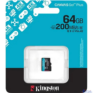Micro SecureDigital 64GB Kingston SDCG4/64GBSP Canvas Go! Plus V30 A2 w/o adapter