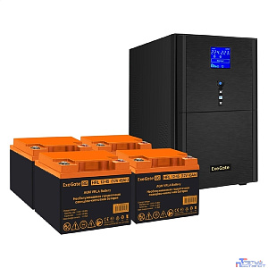 Exegate EX296887RUS Комплект ИБП EX295991RUS + батарея 45Ач EX285666RUS 4шт (инвертор, синус, для котла) SineTower SZ-5000.LCD.AVR.2SH.1C13.T.RJ.USB <5000VA/4000W, чистый синусоида, LCD дисплей, AVR,