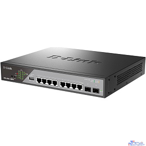 D-Link DSS-200G-10MPP/A1A Настраиваемый L2 коммутатор с 8 портами 10/100/1000Base-T и 2 портами 1000Base-X SFP (8 портов PoE 802.3af/at/bt, PoE-бюджет 242 Вт, дальность до 250 м)