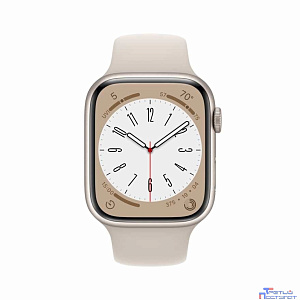 Apple Watch Series 8, 45 мм, корпус из алюминия цвета сияющая звезда, спортивный ремешок цвета сияющая звезда, размер M/L [MNUQ3LL/A] (США)
