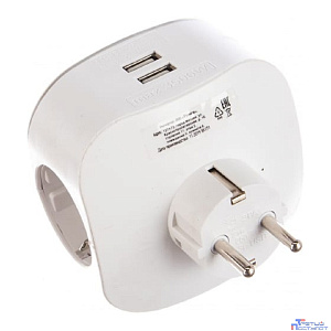 ЭРА Б0015243 Разветвитель электрический SP-3e-USB-2A на 3 розетки + 2 USB с заземлением со шторками 16А белый