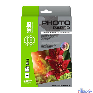 Cactus CS-GA518050 Фотобумага A5/180г/м2/50л./белый глянцевое для струйной печати