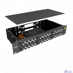 NTSS Кросс 19" NTSS PREMIUM, предсобранный 2U, 32 порта FC/UPC, 62,5/125 мкм, (сплайс, пигтейлы, кдзс, планки, адаптеры), черный, RAL9005 NTSS-RFOB-PM-2U-32-FC/U-62.5-SP1.5G2A-BL