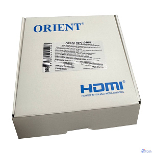 ORIENT HDMI 4K Splitter HSP0104HN, 1->4, HDMI 1.4/3D, UHDTV 4K(3840x2160)/HDTV1080p/1080i/720p, HDCP1.2, внешний БП-зарядник 2xUSB 5В/2.1A, метал.корпус (30368)
