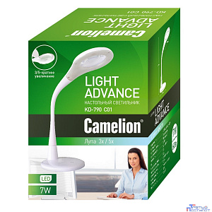 Camelion KD-790  C01 белый  LED (Свет-к настол.,7 Вт,230 В, лупа 3х/5х, сенс.вкл-е,  4 ур.ярк.,4000К)