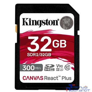 SecureDigital 32GB Kingston SDHC, UHS-I Class U3 V90, чтение: 300Мб/с, запись: 260Мб/с <SDR2/32GB>