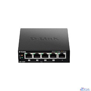 D-Link DES-1005P/B1A Неуправляемый коммутатор с 5 портами 10/100Base-TX, (4 порта PoE 802.3af/at, PoE-бюджет 60 Вт)