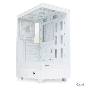 Case HSPD F510, Panoramic Mid Tower, White, TG, 0.5 SPCC, 3x120mm ARGB (FNW010) ATX, mATX, mITX 180/280/160mm 1x2.5", 1x3.5", 7xPCI 2xUSB-A 3.0 356x218x467mm