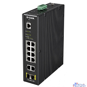 D-Link DIS-200G-12PS/A1A Промышленный управляемый коммутатор 2 уровня с 10 портами 10/100/1000Base-T и 2 портами 1000Base-X SFP (8 портов с поддержкой PoE 802.3af/802.3at (30 Вт),PoE бюджет до 240 Вт)