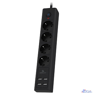 Cablexpert Сетевой фильтр Exnovo EXN-4-U4-B-2 (4р, 16А, 4 х USB, 3.4A, 2м, ур.защиты 4+) черный, коробка {22560}