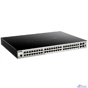 D-Link DGS-1510-52XMP/A1A PROJ Управляемый L2+ стекируемый коммутатор с 48 портами 10/100/1000Base-T и 4 портами 10GBase-X SFP+ (48 портов PoE 802.3af/at, PoE-бюджет 370 Вт; 740 Вт с DPS-700)