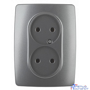 Эра Б0031244 12-2107-12 Розетка 2X2P, 16АХ-250В, Эра12, графит