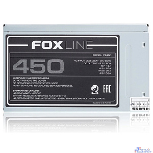 Блок питания Foxline  FZ450 450W, ATX, NOPFC, 80FAN, 2xSATA, 2xPATA, 1xFDD, 24+4