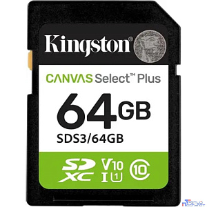 SecureDigital 64GB Kingston SDS3/64GB Canvas Select Plus V10 w/o adapter