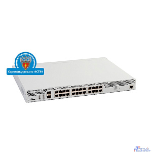 ELTEX ESR-1000 FSTEC Межсетевой экран A4, 24x10/100/1000BASE-T, 2x10GBASE-R SFP+, 2xUSB 2.0, 1 слот для SD-карт, 4 ГБ RAM, 1 ГБ NAND-Flash, 2 слота для модулей питания 220 В AC или 48 В
