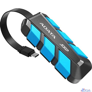 Твердотельный накопитель/ ADATA External SSD SC740, 500GB, Type-C, USB 3.2 Gen2, R/W 1050/1000 MB/s, 121.8x40.5x22.3mm, Blue (5 лет)