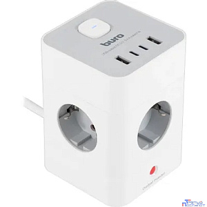 BURO BU-PTE4.1UC-W 1.5м (4 розетки) белый (коробка) {2090199}
