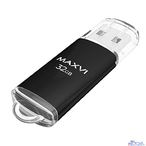 Maxvi USB Drive 32GB MP black, монолит с колпачком, металл + ABS пластик, USB 2.0 FD32GBUSB20C10MP