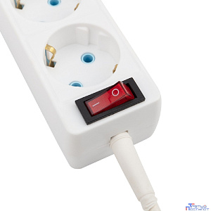PROconnect (11-7207) Удлинитель 3 гнезда, 10м, 3х0,75мм?, с/з, с кнопкой, белый