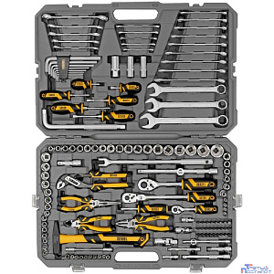 Набор инструментов, 1/2", 1/4", 3/8", CrV, S2, пластиковый кейс, 144 предмета// Denzel [15805]